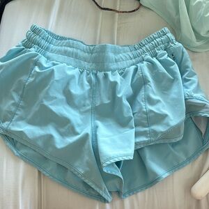 Light blue lulu-lemon hotty hot shorts
